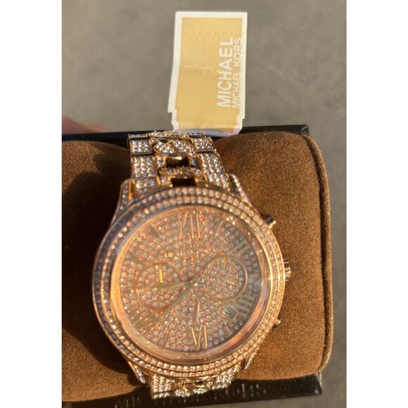 Michael Kors Watch MK5900 Oversized Rose Gold Pave Face and Band New NWT $550 - Picture 1 of 11